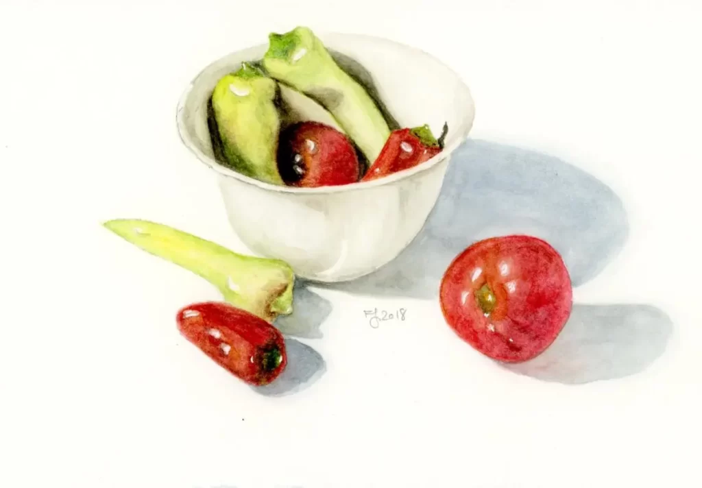 STILL LIFE WITH PEPERS AND TOMATOES